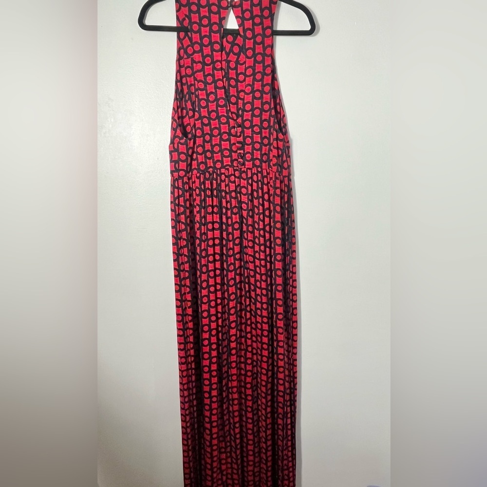 Milly Red and Blue Print Sleeveless Maxi Dress | Size L - Picture 11 of 11